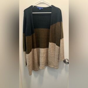 Green Block Color Cardigan
